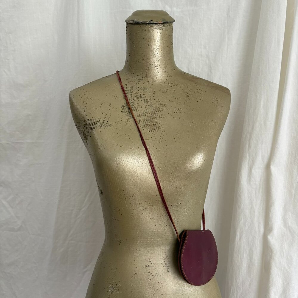 Vintage Burgundy Crossbody Coin Purse